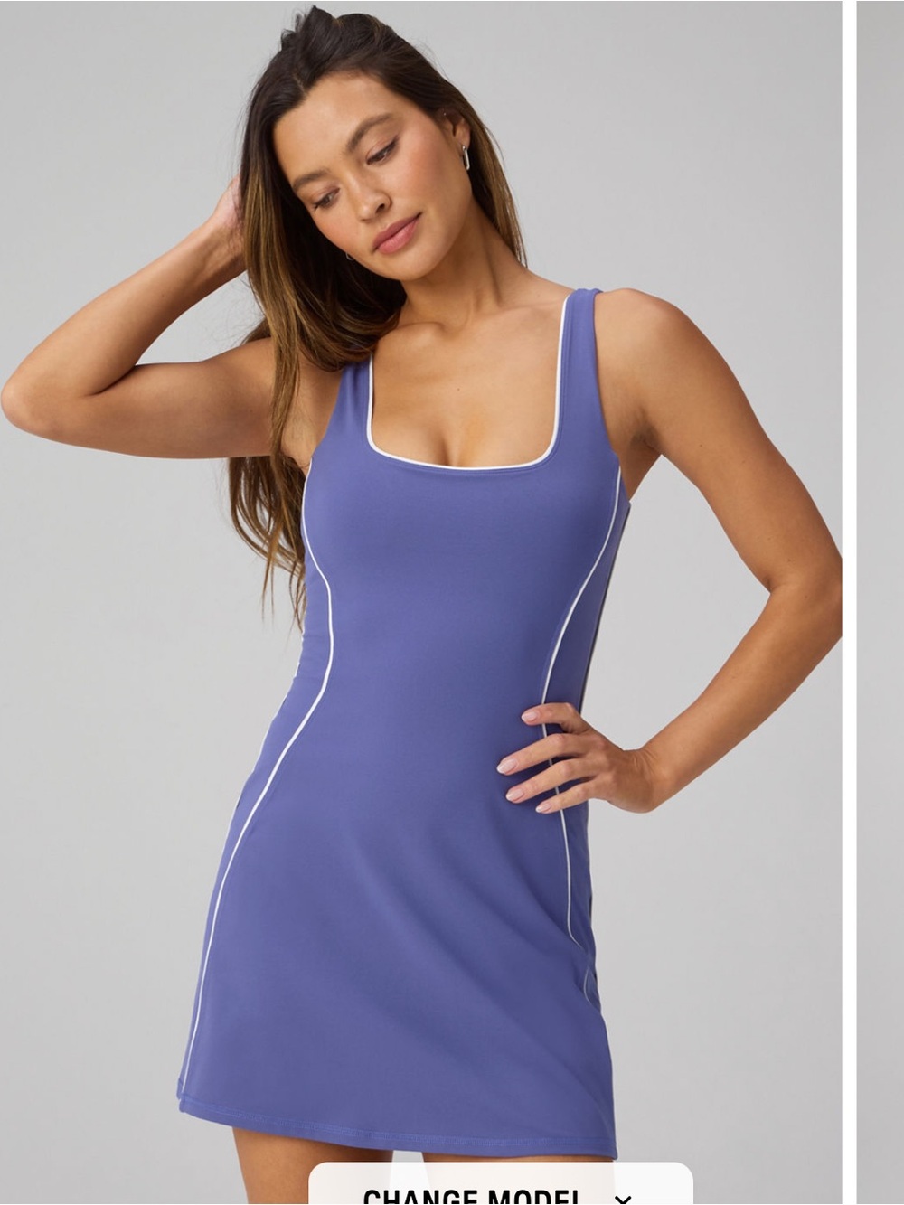 Fabletics Women's On The Go Classic Mini Dress Blue Dawn/Classic White Medium M - Picture 2 of 15